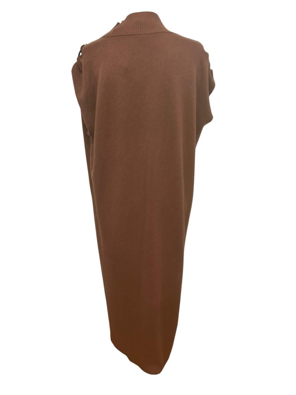 Anthropologie new Maxi knit dress large brown &gold Buckle Draped Mock Neck chic - Picture 3 of 16